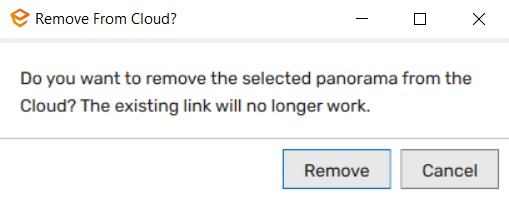 Prompt to confirm removal of panorama from the cloud