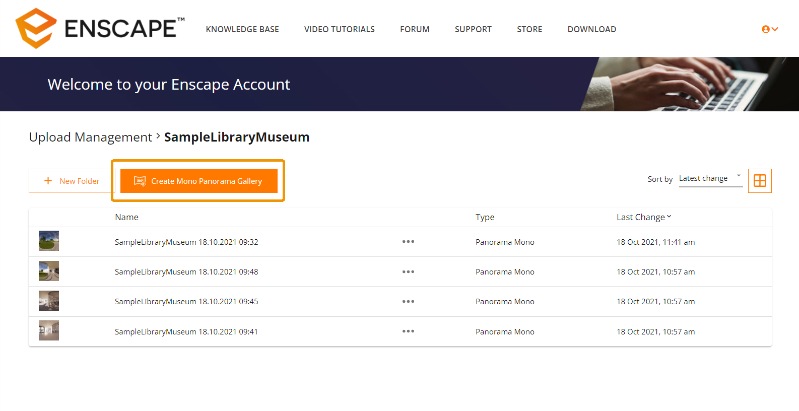 Create Mono Panorama Gallery button